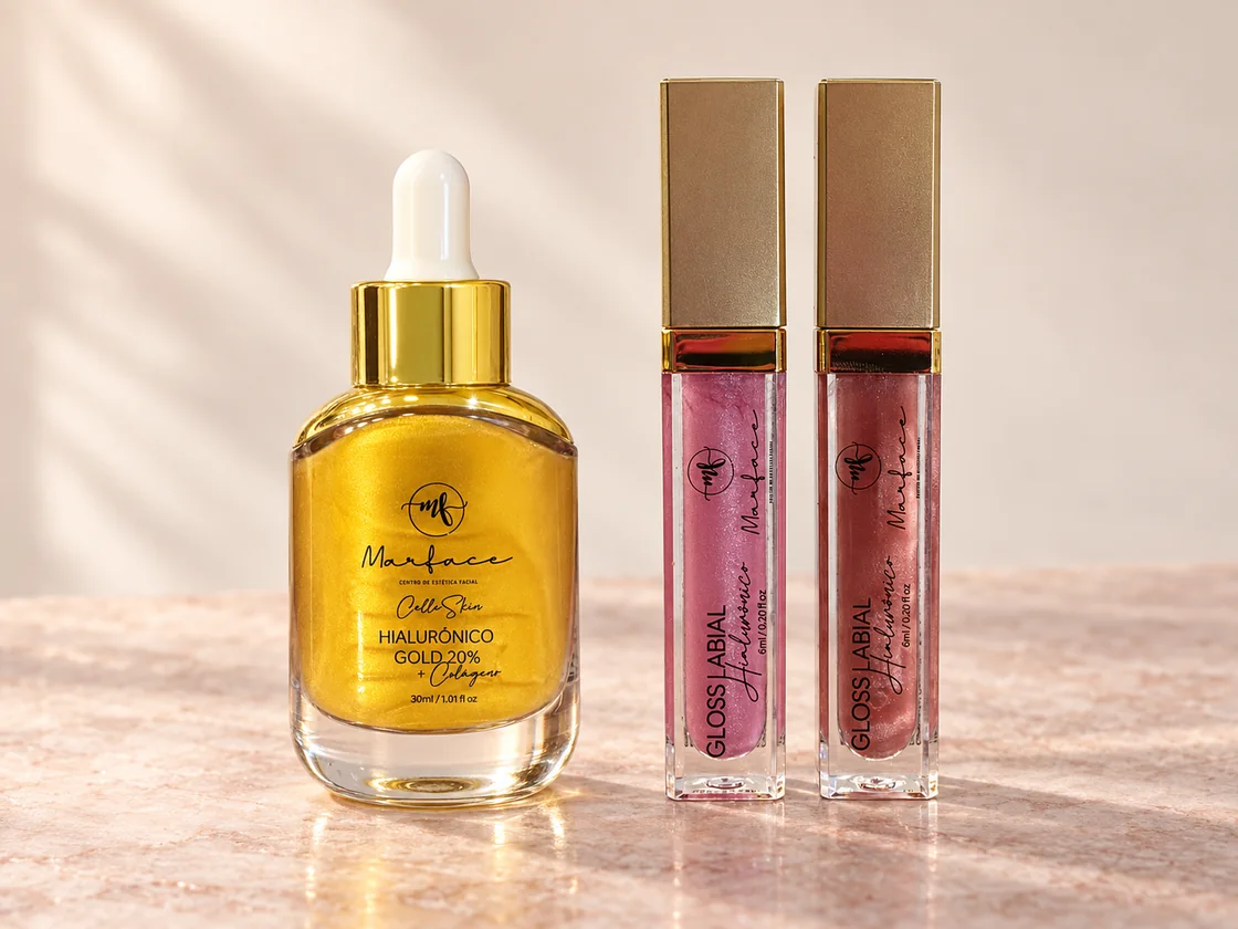 Sérum e gloss labiais da linha de cosméticos Marface