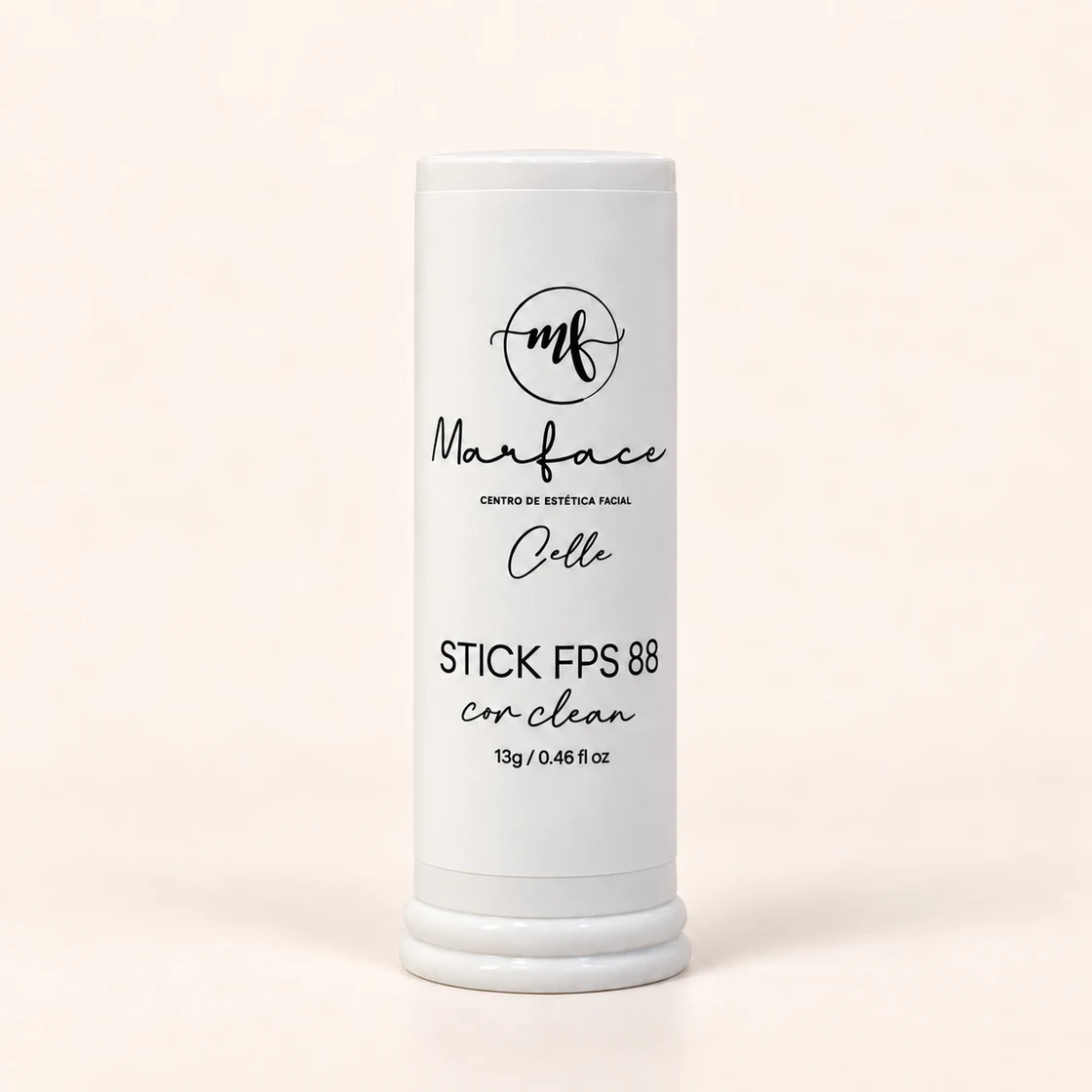 Embalagem branca do Celle Stick FPS 88 Marface, cor Clean, 13 g